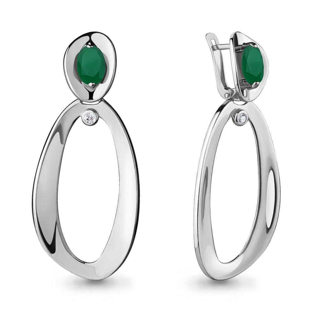 

Серьги из серебра с агатом\фианитом Aquamarine Aquamarine 4722609А_925_р, 4722609А_925_р