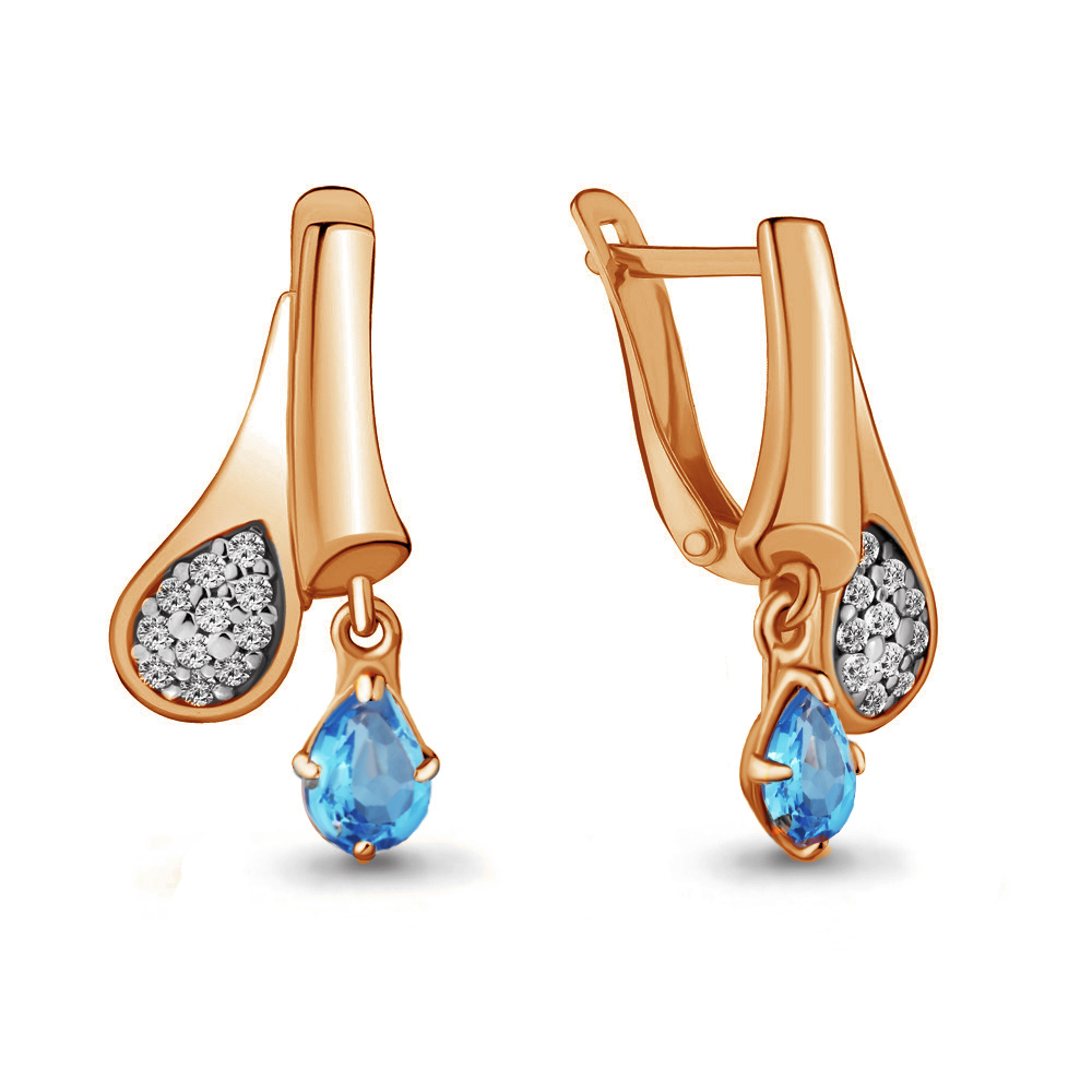 

Серьги из серебра с топазом\фианитом Aquamarine Aquamarine 4721305А_925_з, 4721305А_925_з