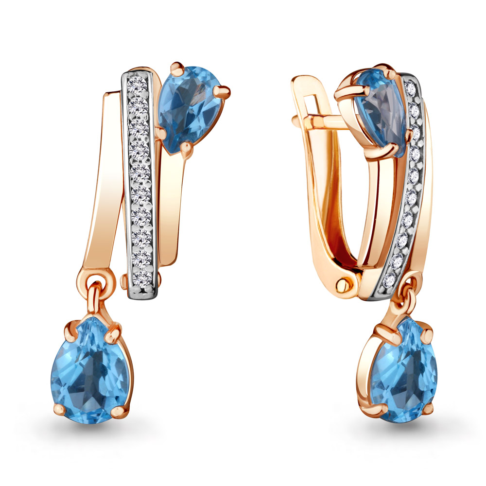 

Серьги из серебра с топазом\фианитом Aquamarine Aquamarine 4721205А_925_з, 4721205А_925_з