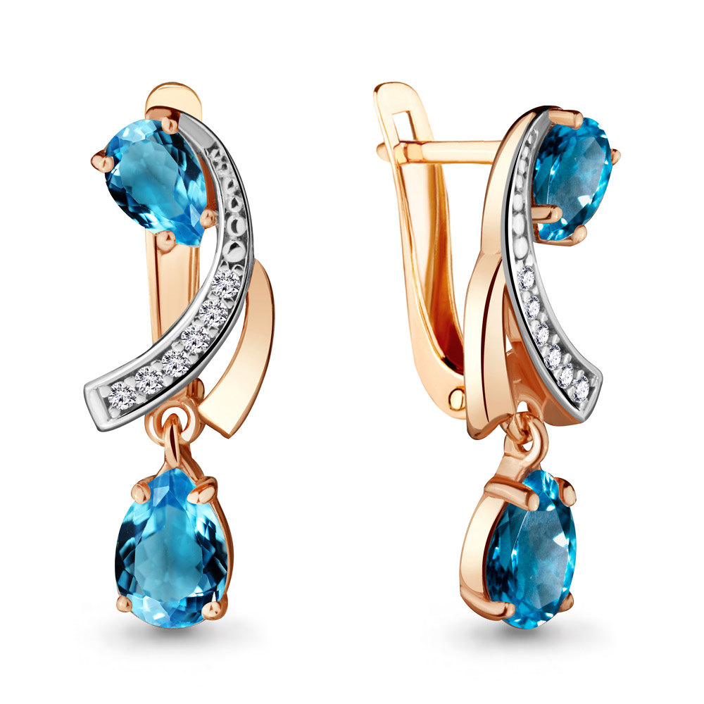 

Серьги из серебра с топазом\фианитом Aquamarine Aquamarine 4721108А_925_з, 4721108А_925_з