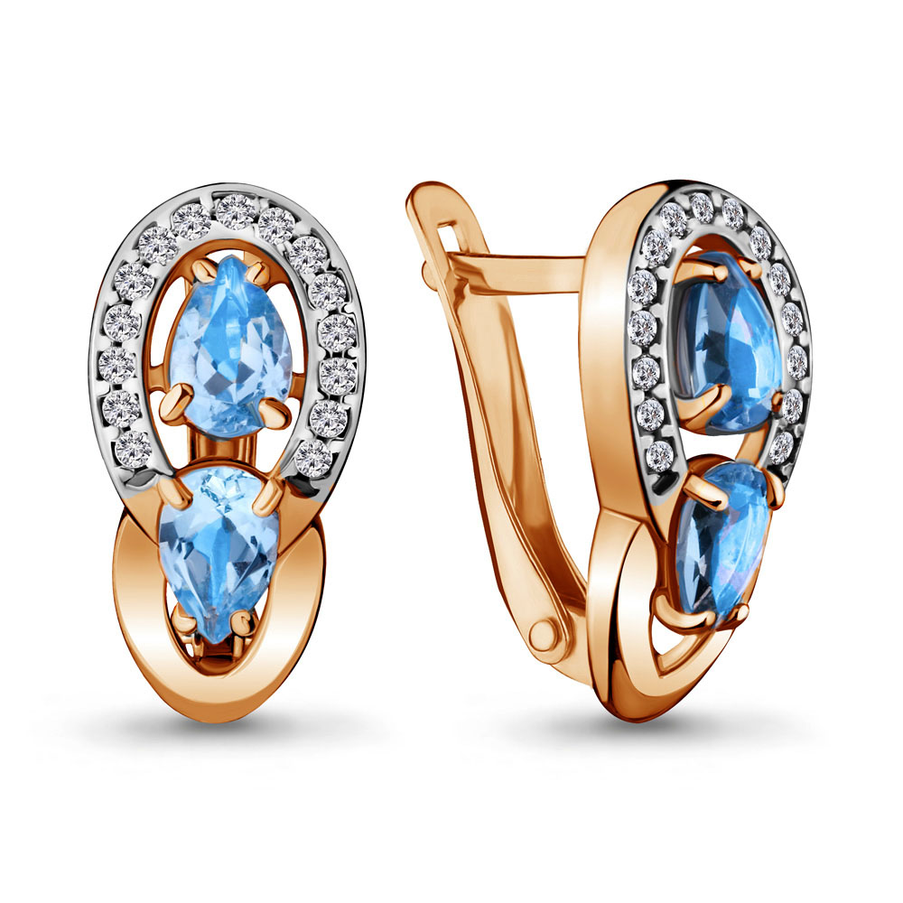 

Серьги из серебра с топазом\фианитом Aquamarine Aquamarine 4720905А_925_з, 4720905А_925_з