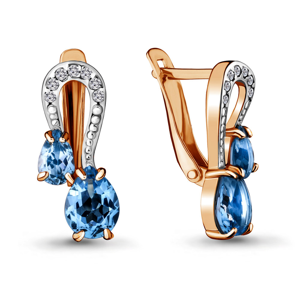 

Серьги из серебра с топазом\фианитом Aquamarine Aquamarine 4720805А_925_з, 4720805А_925_з