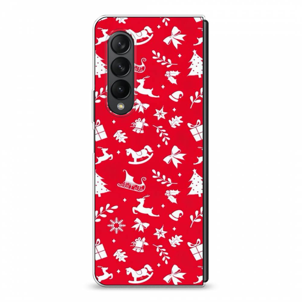 

Чехол на Samsung Galaxy Z Fold 3 "Красный новогодний фон", Красный;белый, 2103650-5