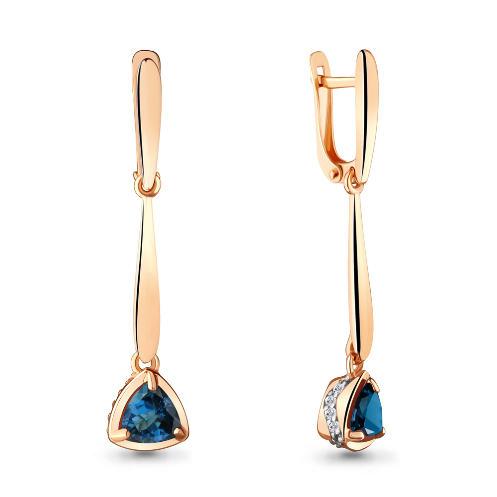 

Серьги из серебра с топазом\фианитом Aquamarine Aquamarine 4719708А_925_з, 4719708А_925_з