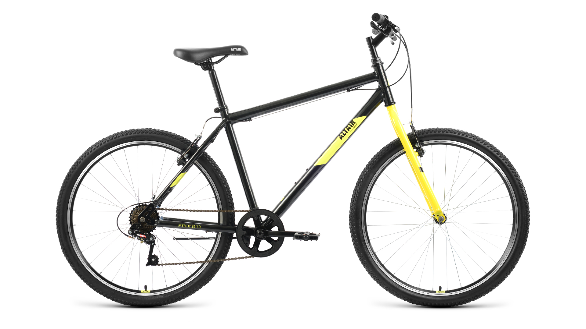 

Велосипед Altair MTB HT 26 1.0 р.19 2022 (черный/желтый), MTB HT 26 1.0