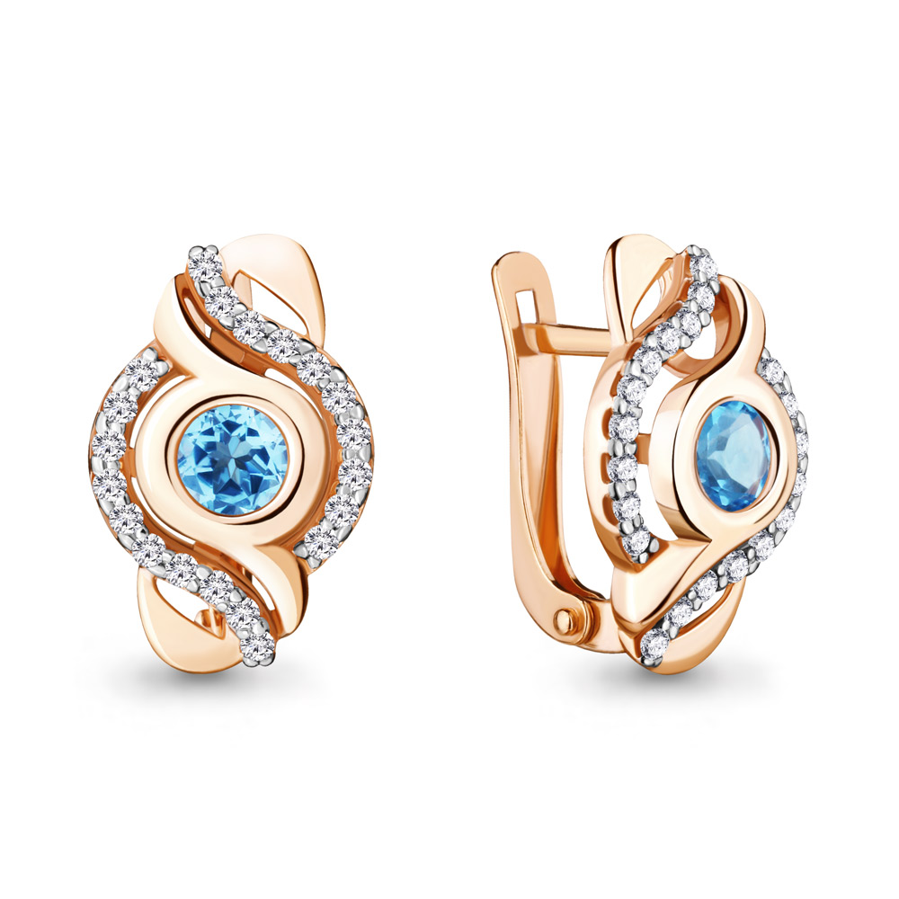 

Серьги из серебра с топазом\фианитом Aquamarine Aquamarine 4719105А_925_з, 4719105А_925_з