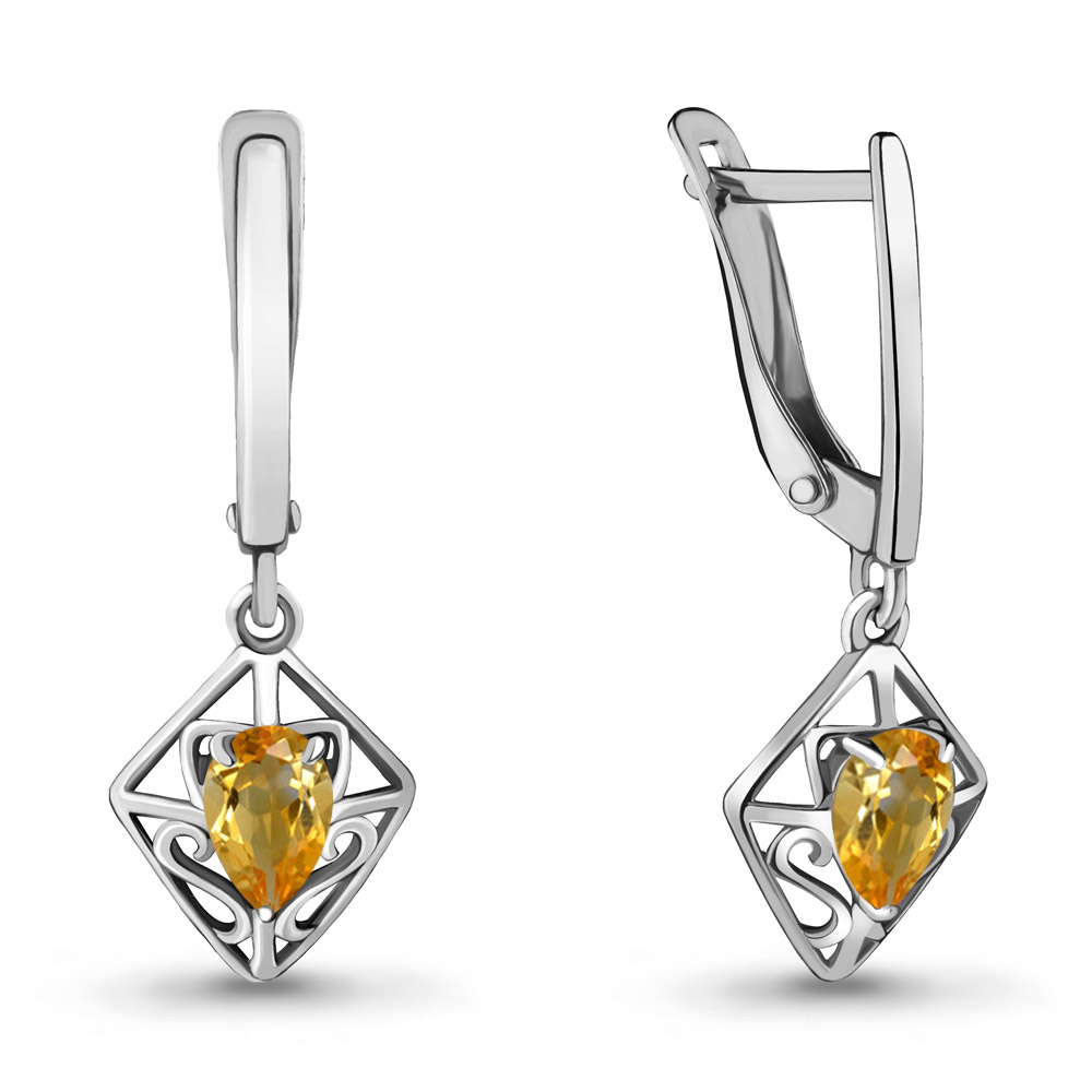 

Серьги из серебра с цитрином Aquamarine Aquamarine 4718006_925_р, 4718006_925_р