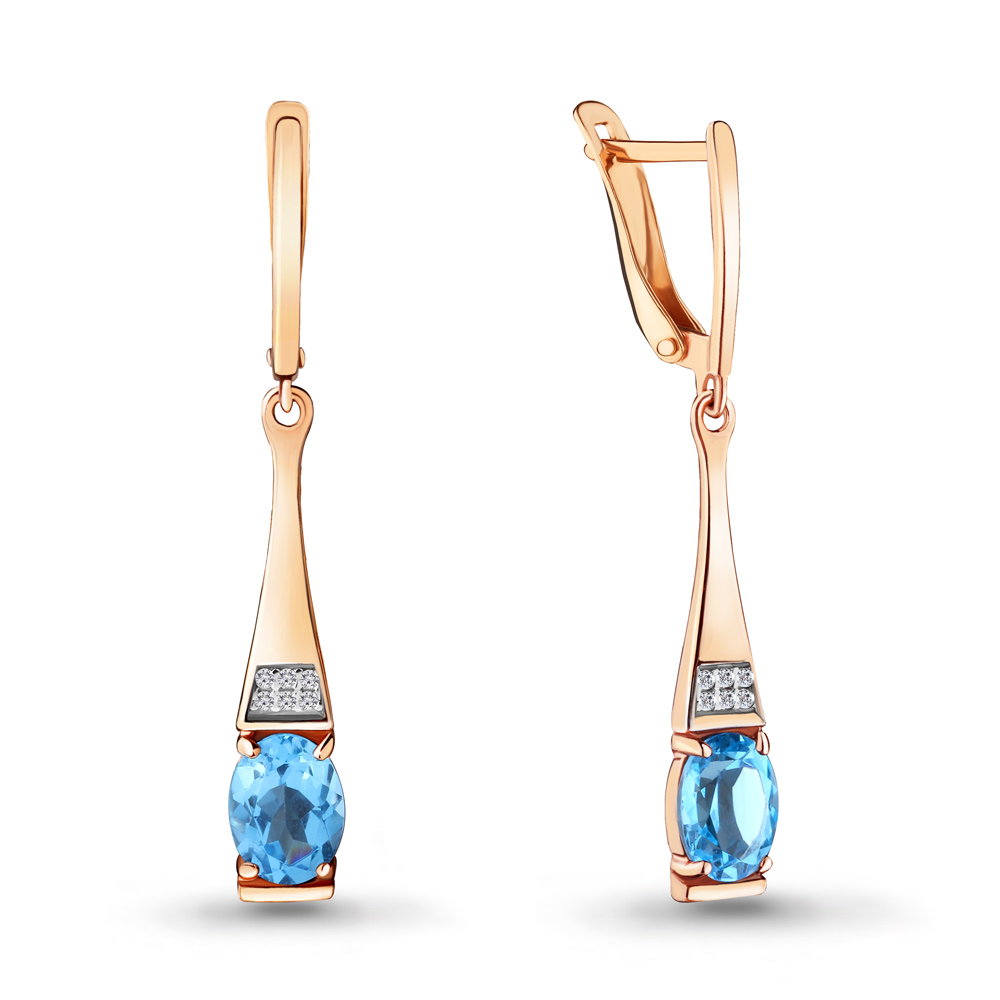 

Серьги из серебра с топазом\фианитом Aquamarine Aquamarine 4717105А_925_з, 4717105А_925_з