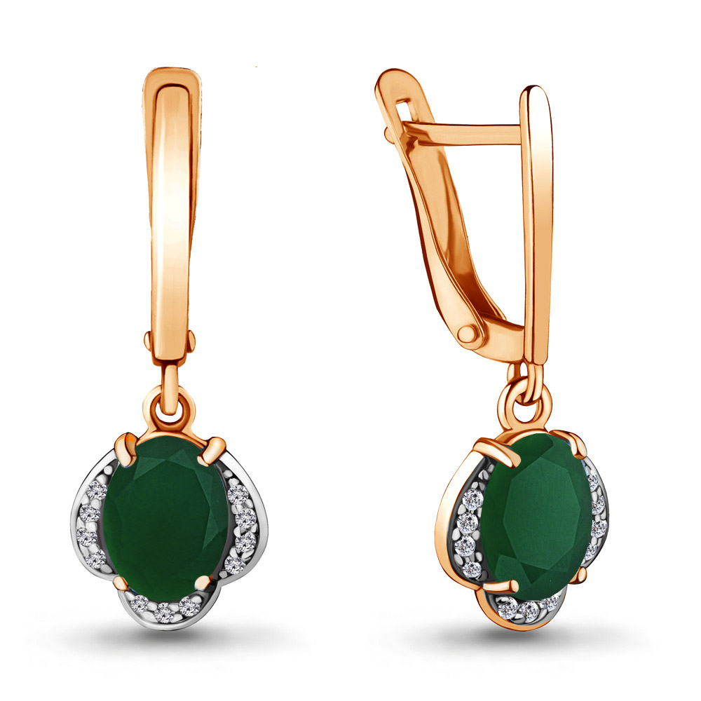 

Серьги из серебра с агатом\фианитом Aquamarine Aquamarine 4717009А_925_з, 4717009А_925_з