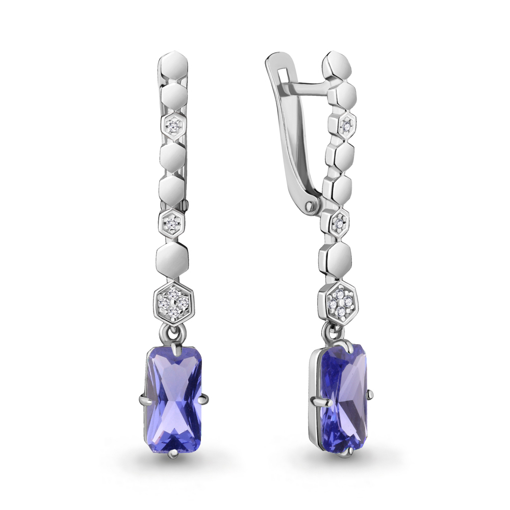 

Серьги из серебра с фианитом Aquamarine Aquamarine 47167603А_925_р, 47167603А_925_р