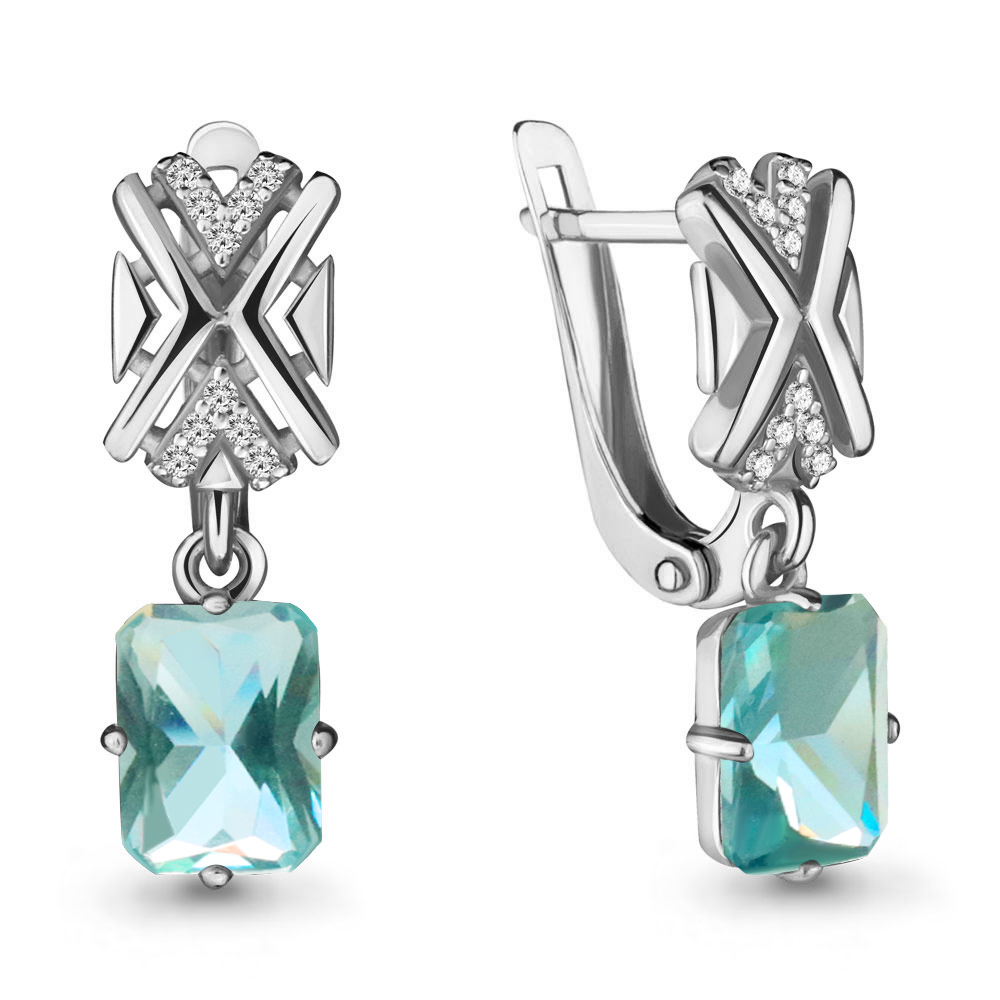 

Серьги из серебра с фианитом Aquamarine Aquamarine 4716588А_925_р, 4716588А_925_р
