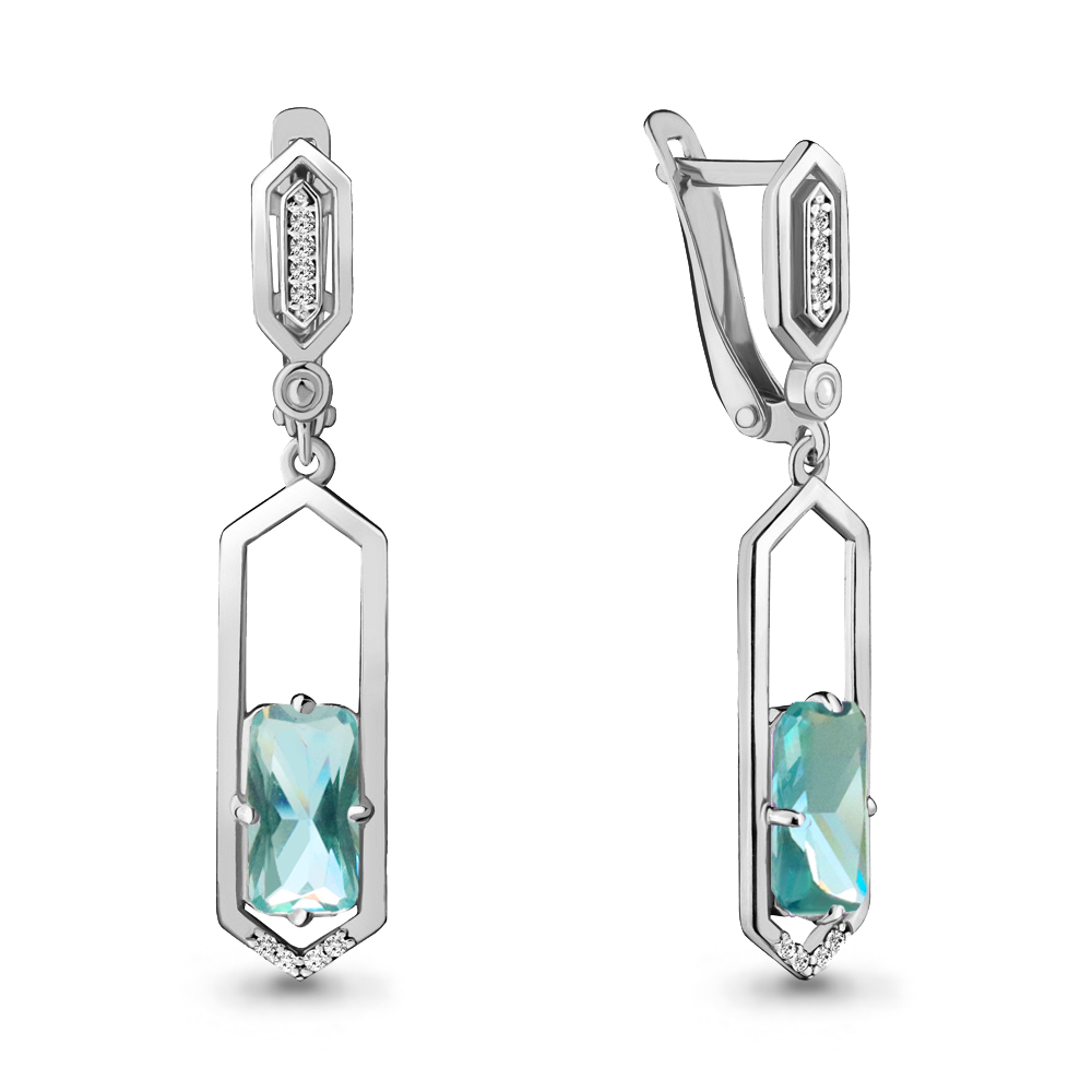 

Серьги из серебра с фианитом Aquamarine Aquamarine 4716488А_925_р, 4716488А_925_р