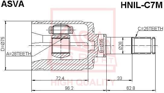 

Шрус Внутренний Левый 28x35x25 Honda Civic Vii (2000-2005) ASVA арт. HNIL-C7M