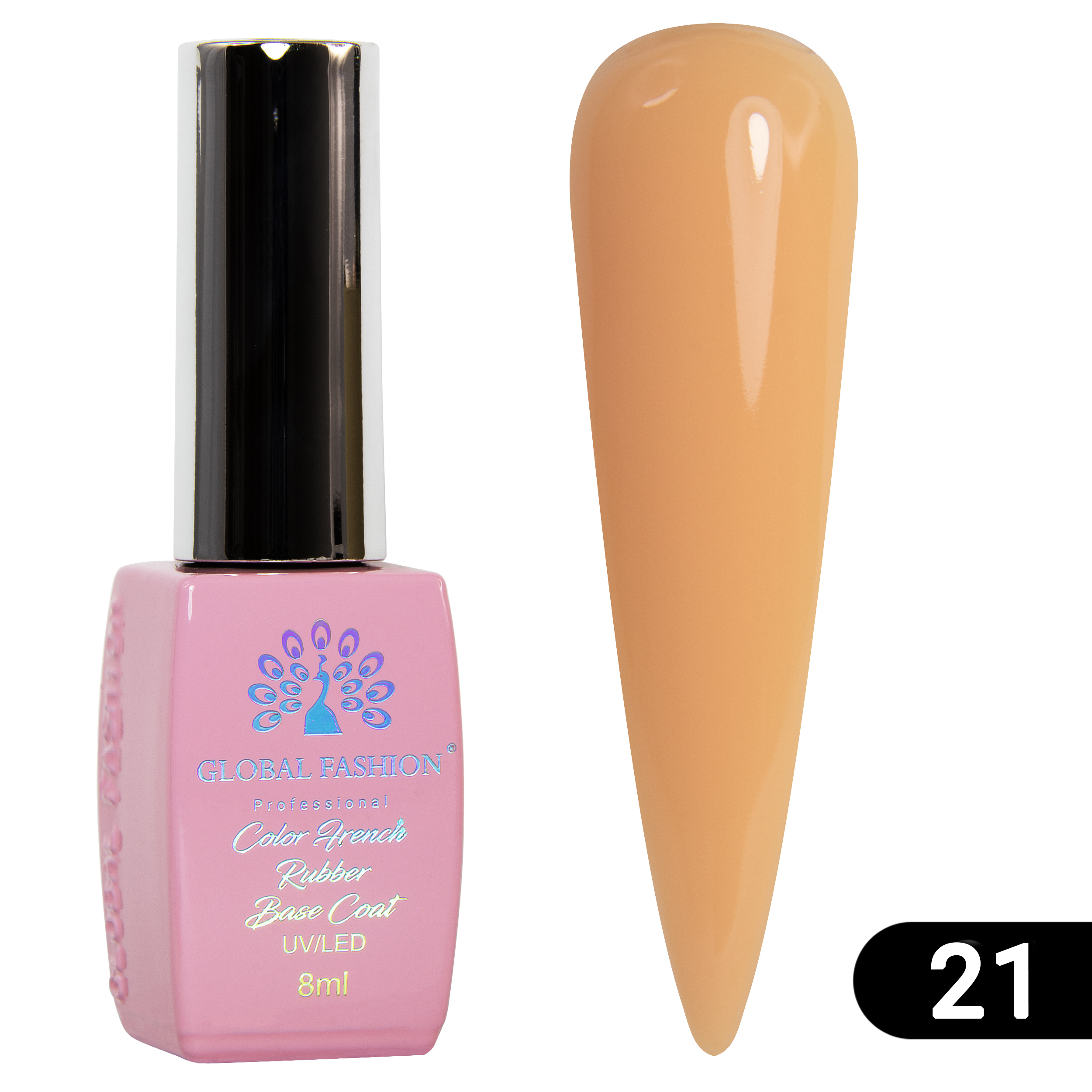 Цветная френч база для гель лака Global Fashion, Color French Base Coat 8 мл, 21 zinger топ cashemere vilvet top coat