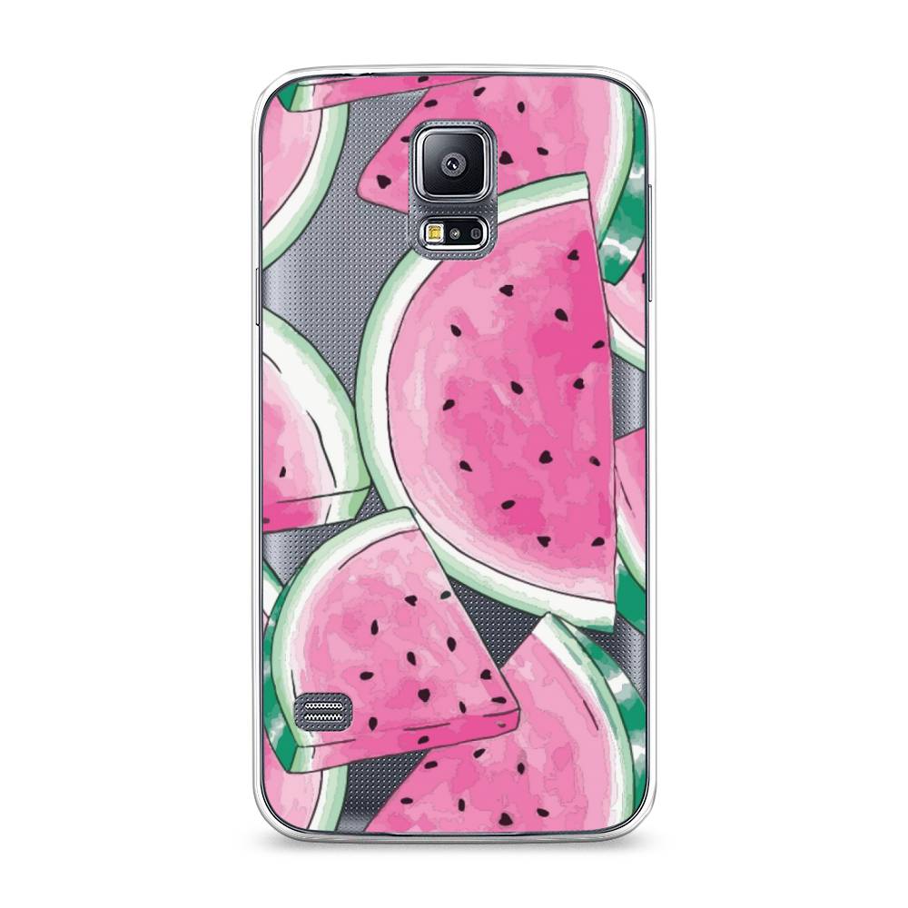 

Чехол Awog на Samsung Galaxy S5 "Акварельные арбузы", Зеленый;белый;розовый, 24150-10