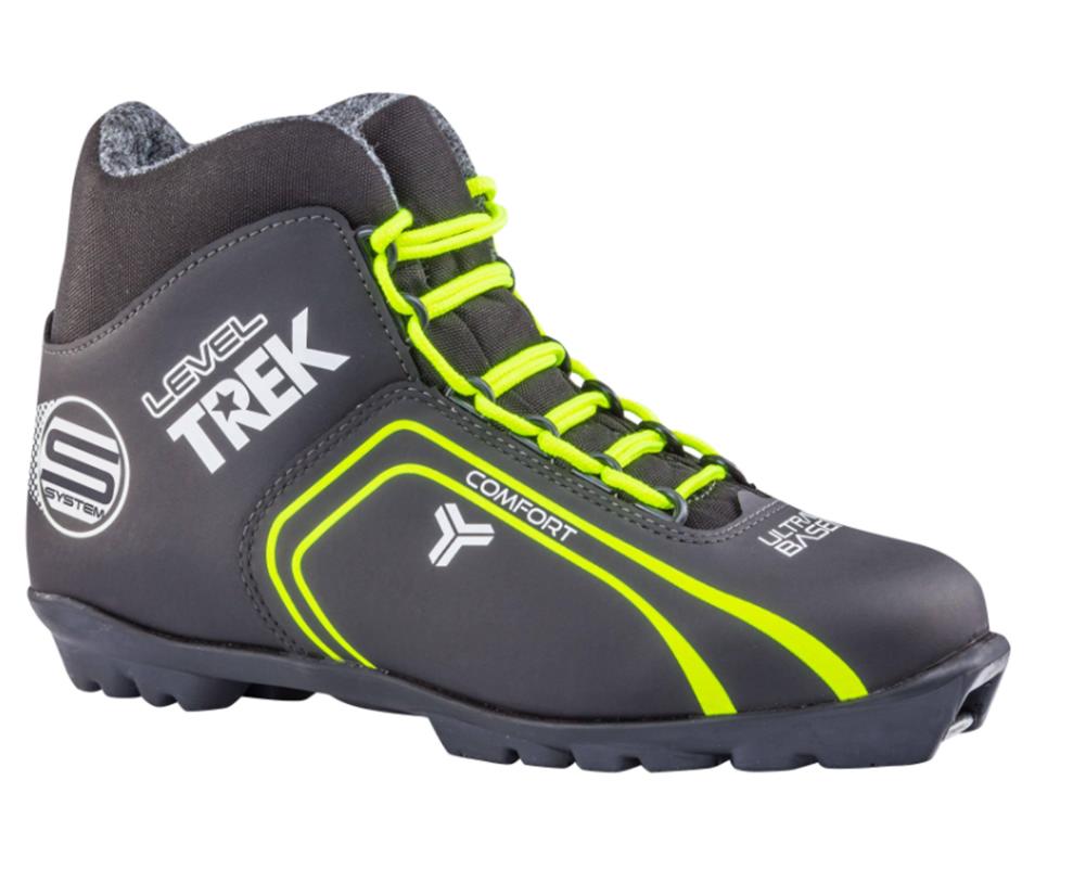 фото Ботинки лыжные sns trek level1 черные/логотип лайм неон ru46 eu47 cm30 см