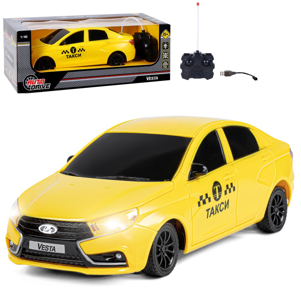 

Р/У машина AUTO DRIVE Lada Vesta такси пульт управления, 40 MHz, М 1:16, желтый, JB1168467