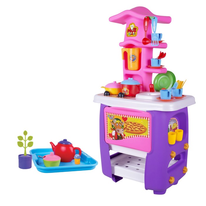 фото Кухня игровая hut kitchen, с набором, 45 предметов, цвет фиолетово-розовый zarrin toys