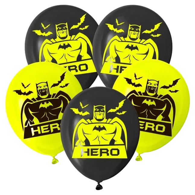 

Воздушные шары Hero Супергерои 2 цвета 5 шт, Черный;желтый