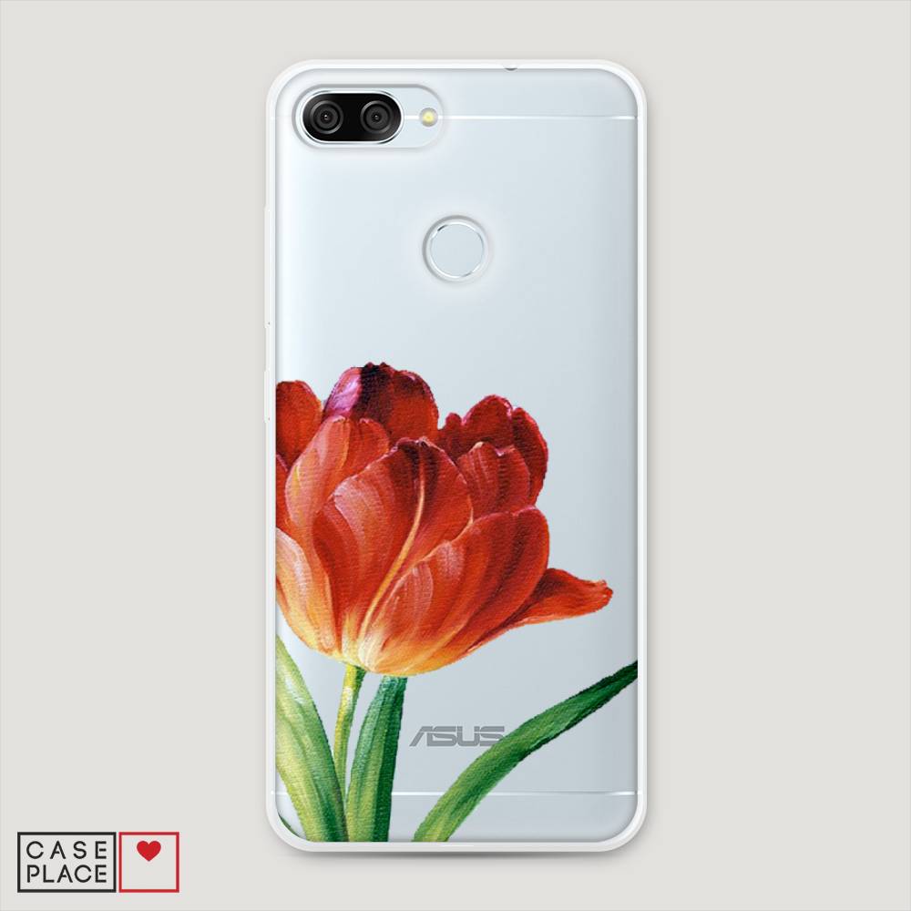 фото Чехол awog "красный тюльпан" для asus zenfone max plus m1 zb570tl