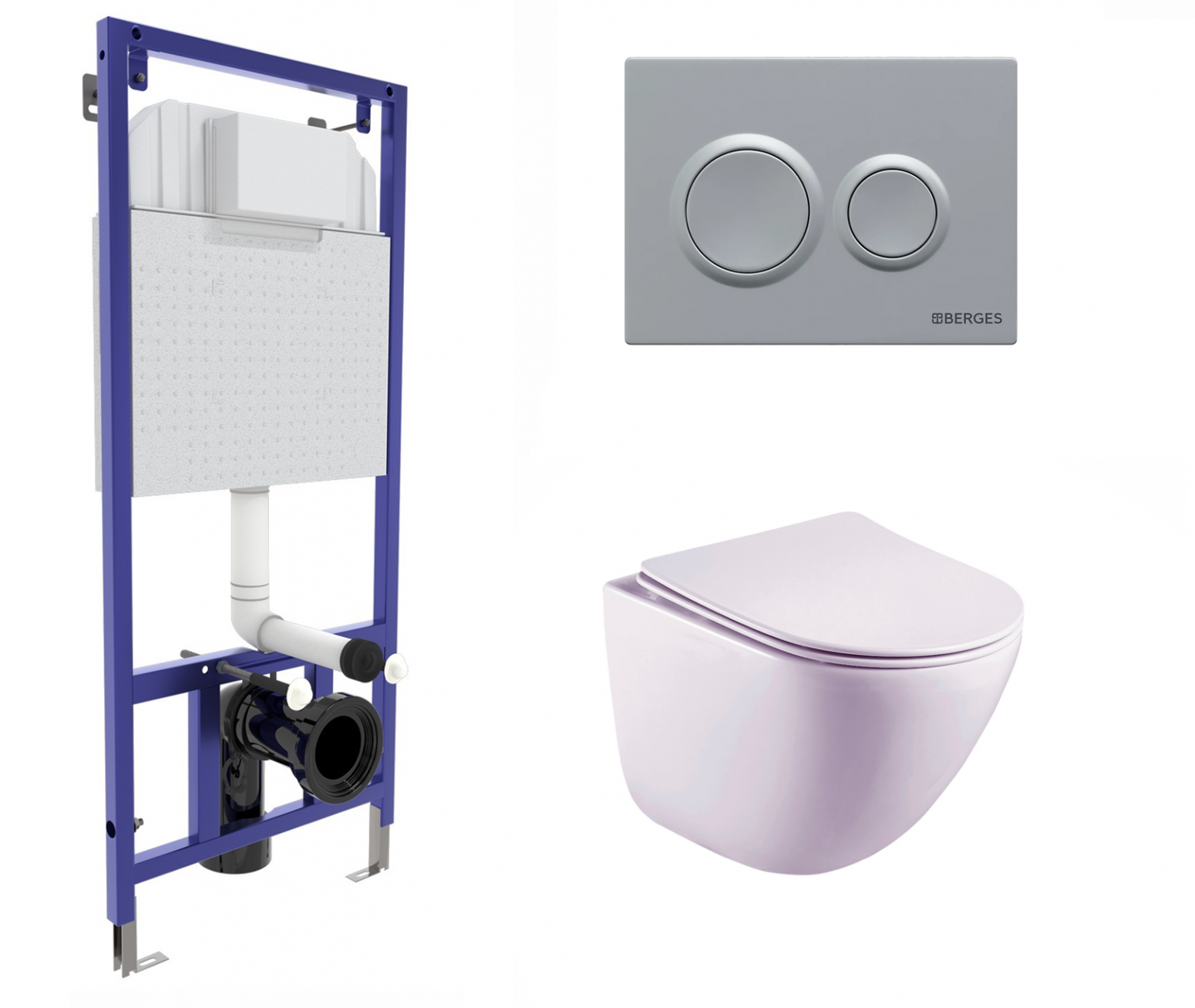 

Комплект: инсталляция Berges + унитаз Lotus с кнопкой матовой хром, 534357