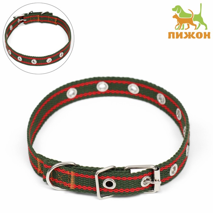 

Ошейник для собак Пижон, хаки, красный, брезент, 52 х 2 см