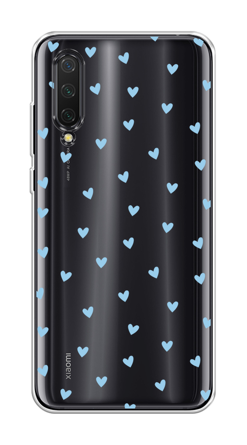 

Чехол на Xiaomi Mi CC9/Mi A3 Lite/Mi 9 Lite "Голубые сердечки паттерн", Голубой;прозрачный, 36250-1