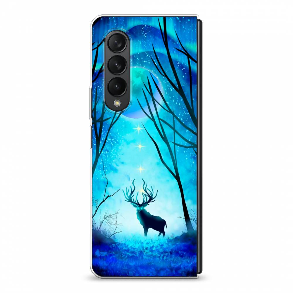 

Чехол на Samsung Galaxy Z Fold 3 "Олень северное сияние", Синий;черный;голубой, 2103650-1