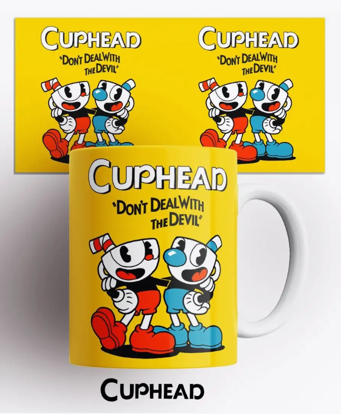 Кружка с принтом Компьютерная игра Капхед Cuphead голова-чашка