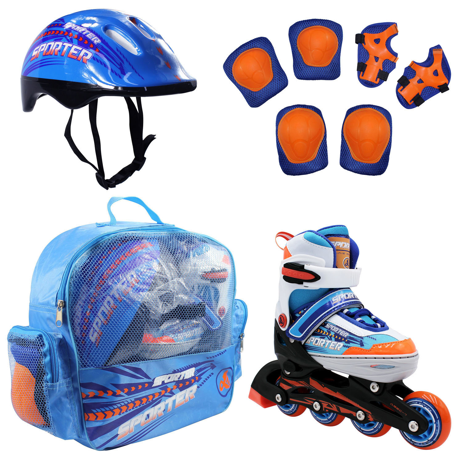 фото Роликовые коньки раздвижные alpha caprice шлем, набор защиты, в сумке ac-sporter/black-s