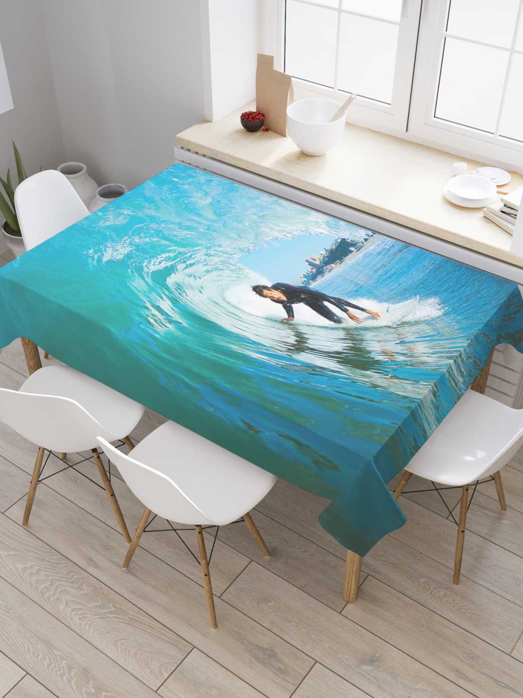 

Скатерть прямоугольная JoyArty "Серф под волной" из оксфорда, 180x145 см, Серф под волной