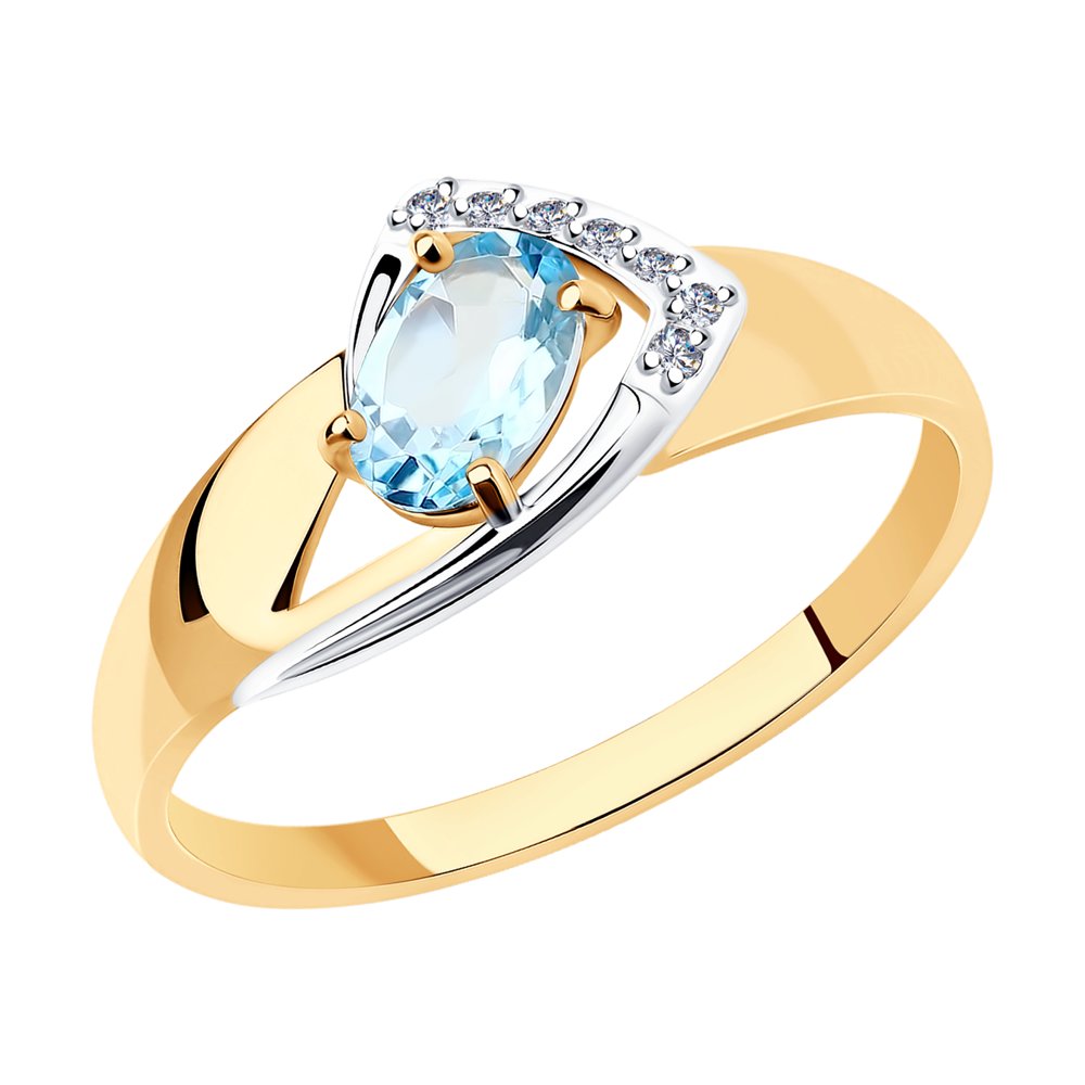 

Кольцо из красного золота р. , Diamant 51-310-01028-1, топаз/фианит, 51-310-01028-1