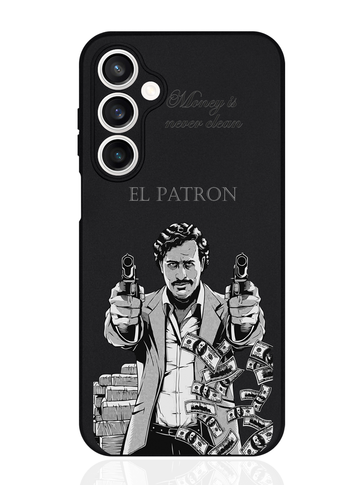 

Чехол для смартфона Samsung S23Fe черный силиконовый El Patron Пабло Эскобана, Серый;черный, Samsung