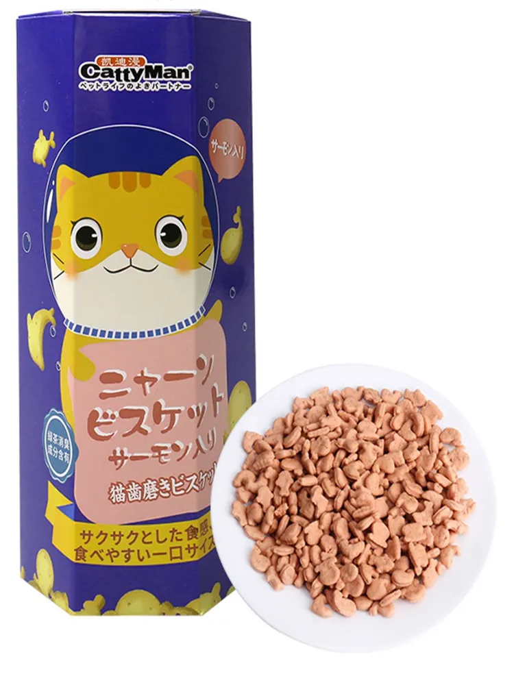 

Лакомство для кошек Catty Man для чистки зубов, на основе сёмги, 60 г, Молочные хрустящие бисквиты для зубной гигиены