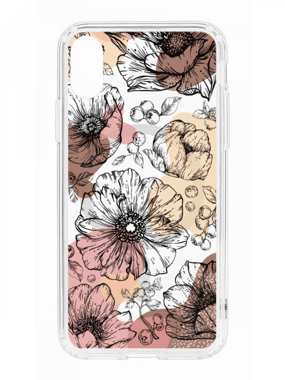 фото Противоударный чехол для iphone x kruche print magsafe ягоды и цветы прозрачный с рисунком кruче