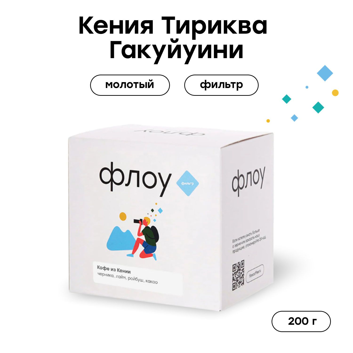 Кофе молотый ФЛОУ Кения Тириква Гакуйуини, 200 г