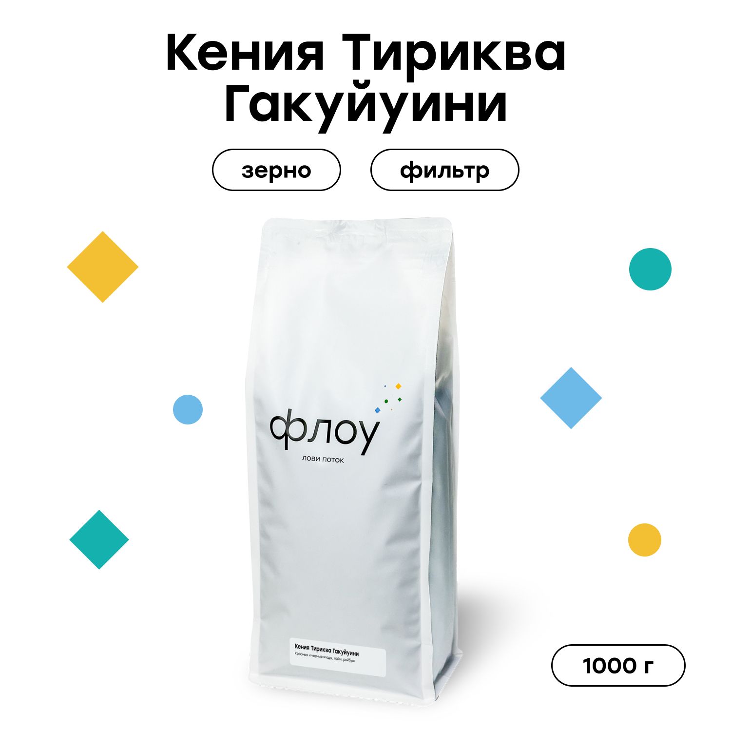 Кофе в зернах ФЛОУ Кения Тириква Гакуйуини, 1000 г