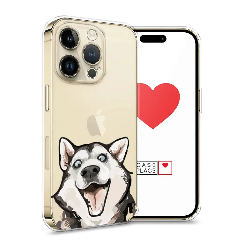 

Силиконовый чехол Awog "Радостный хаски" для Apple iPhone 14 Pro, Разноцветный, 15250-1