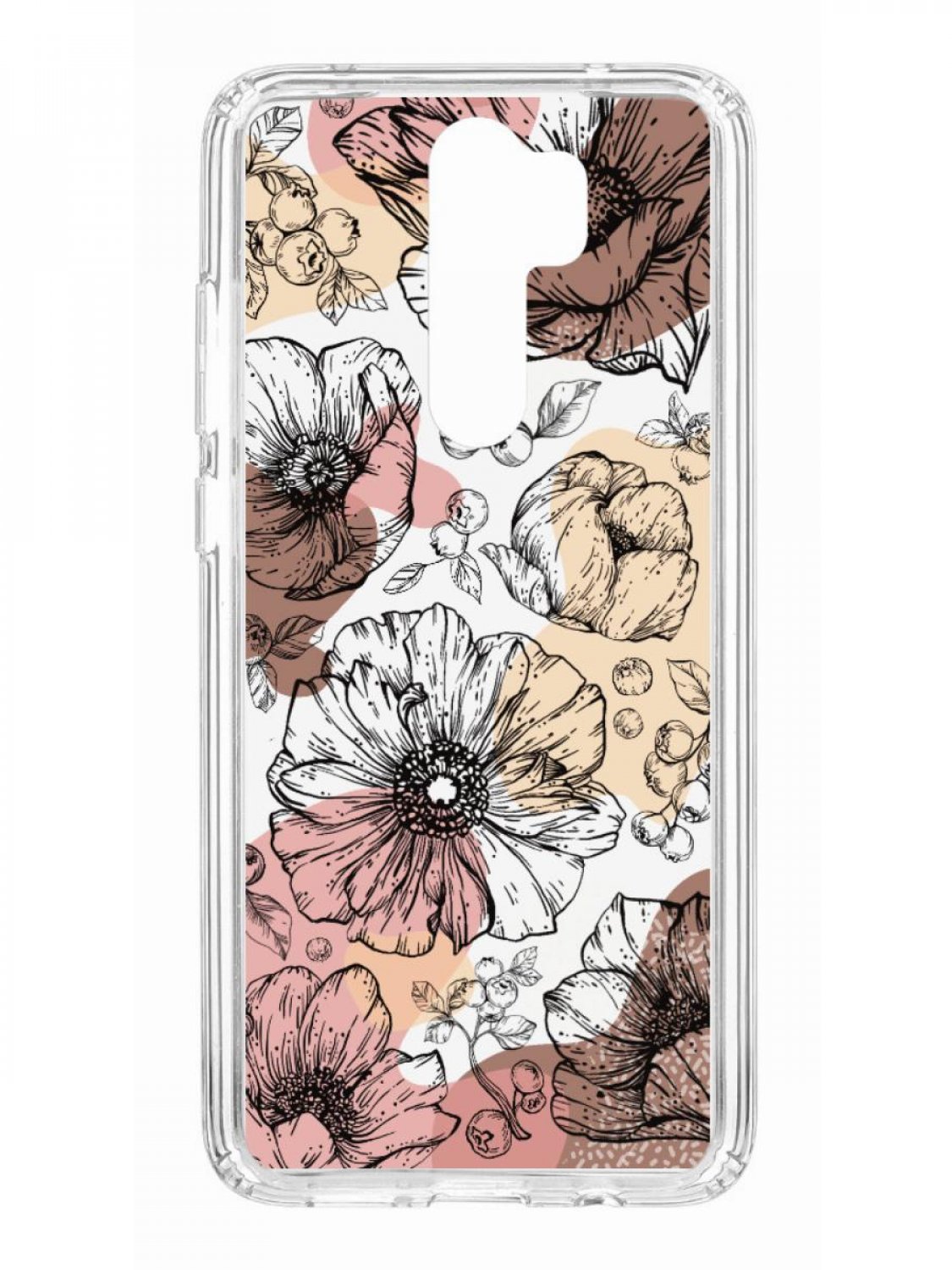 фото Противоударный чехол для xiaomi redmi note 8 pro kruche print ягоды и цветы с рисунком кruче