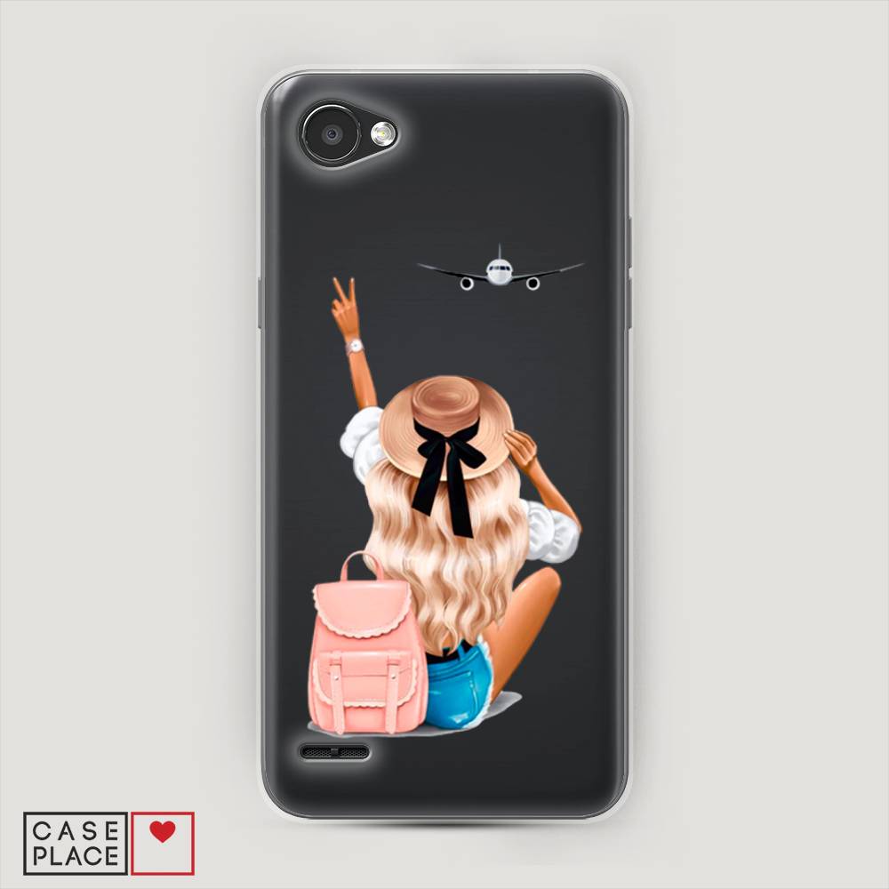 

Чехол Awog на LG Q6 "Автостопом самолетом", Бежевый;розовый;голубой, 83150-7