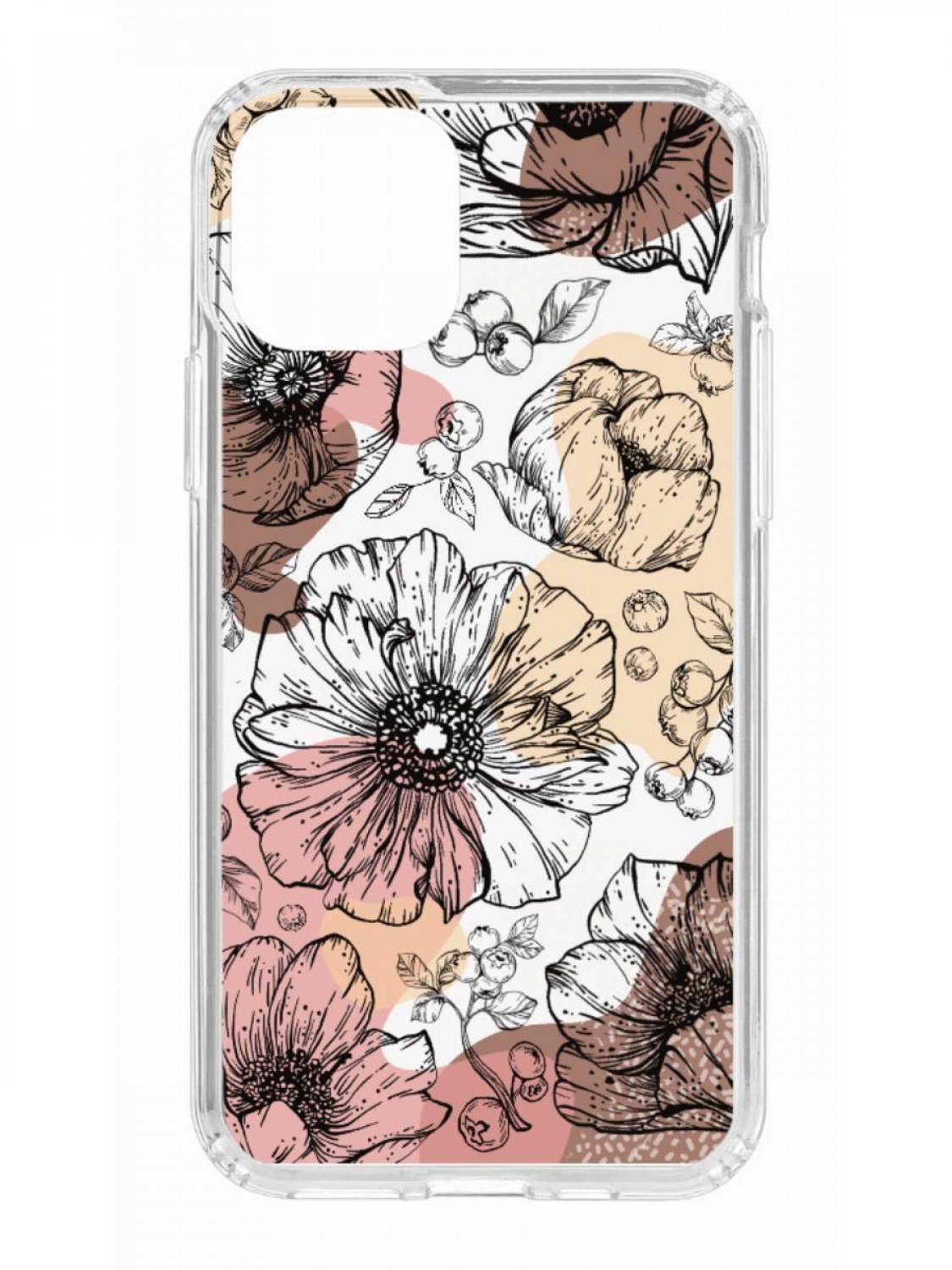 фото Противоударный чехол для iphone 11 pro kruche print ягоды и цветы прозрачный с рисунком кruче