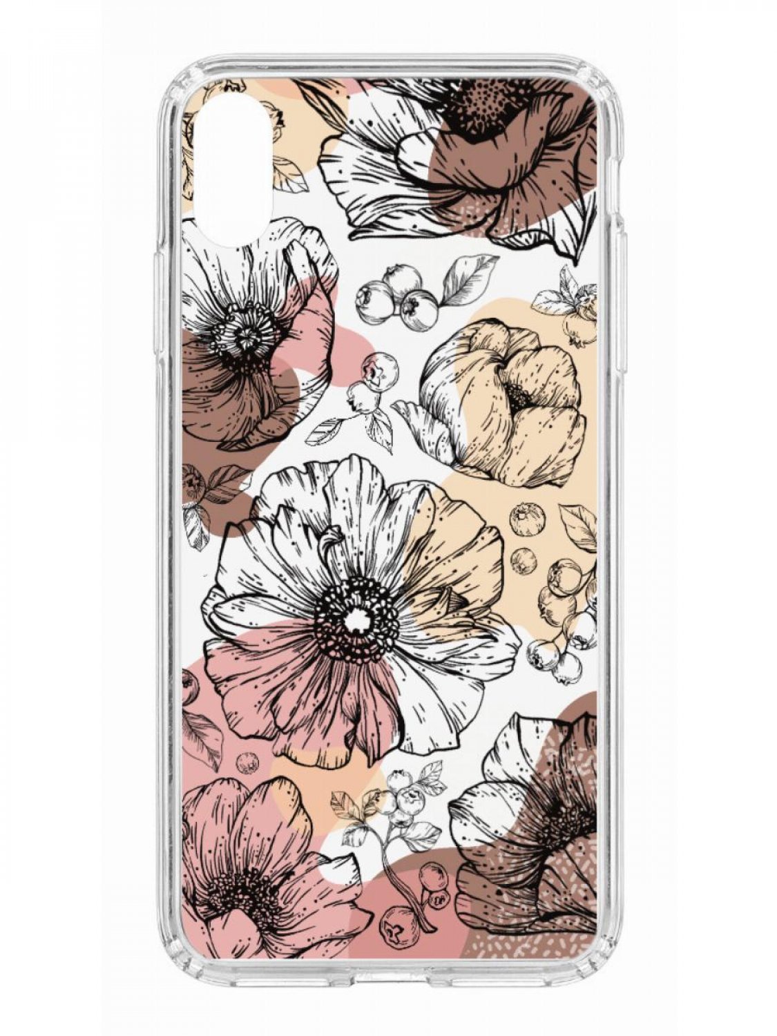 фото Противоударный чехол для iphone xs max kruche print ягоды и цветы прозрачный с рисунком кruче