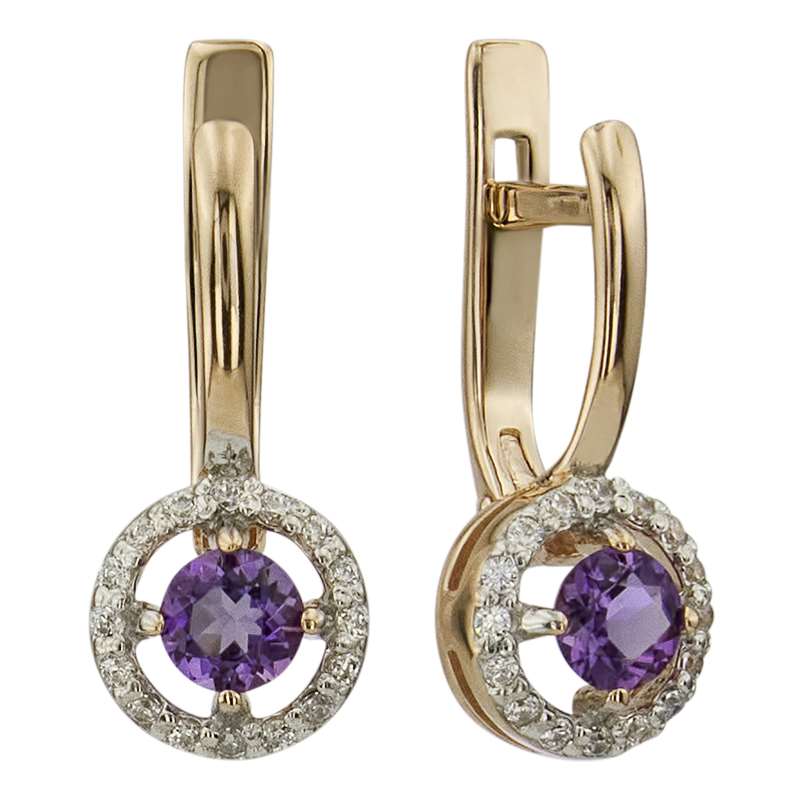 

Серьги из красного золота ALORIS Серьги 1103АКц, фианит/аметист, Серьги 1103АКц