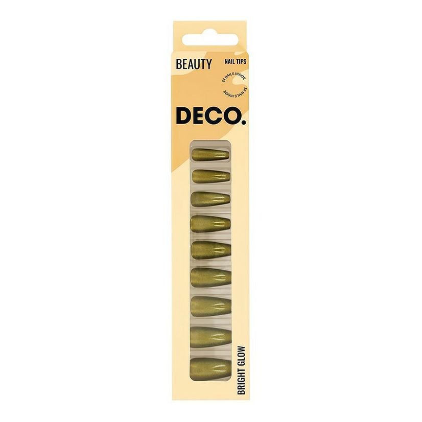 Накладные ногти Deco Bright Glow Green с клеевыми стикерами