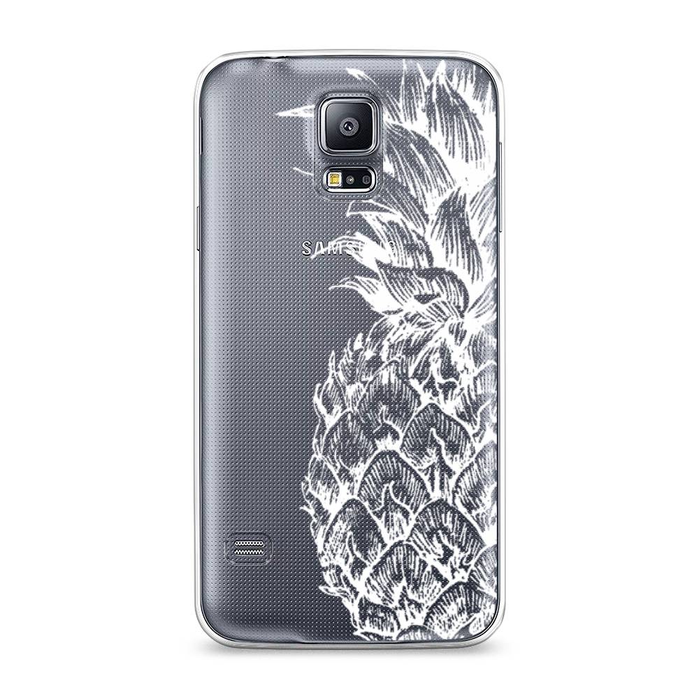 

Чехол Awog на Samsung Galaxy S5 "Ананас графика белая", Белый, 24150-10