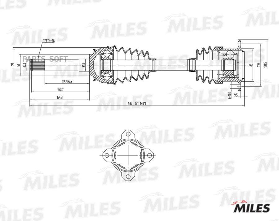 

MILES GC02077 Привод в сборе правый MITSUBISHI PAJERO/L200 2.4-3.5 90- (SKF VKJC7112) GC02