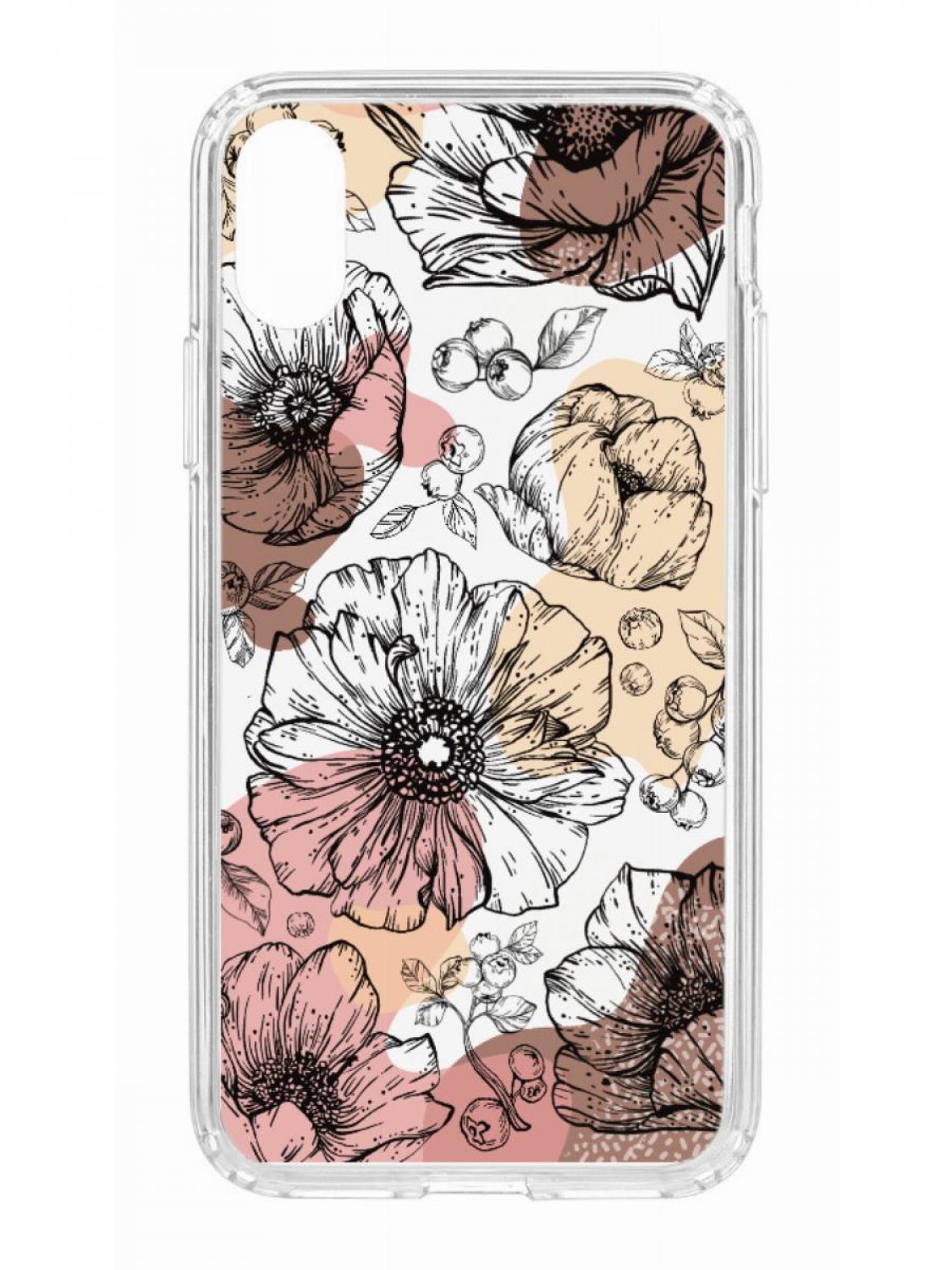 фото Противоударный чехол для iphone xs kruche print ягоды и цветы прозрачный с рисунком кruче