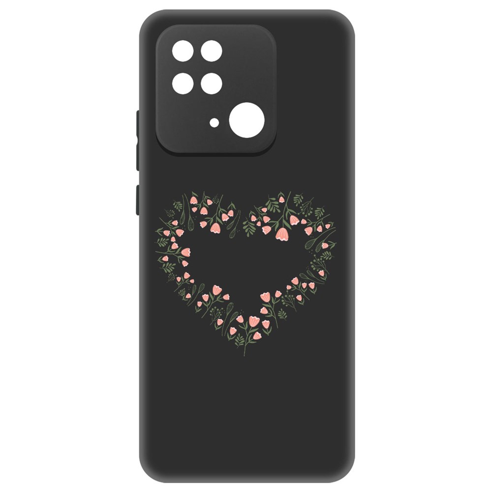 

Чехол-накладка Софт Цветочное сердце для Xiaomi Redmi 10C, Черный