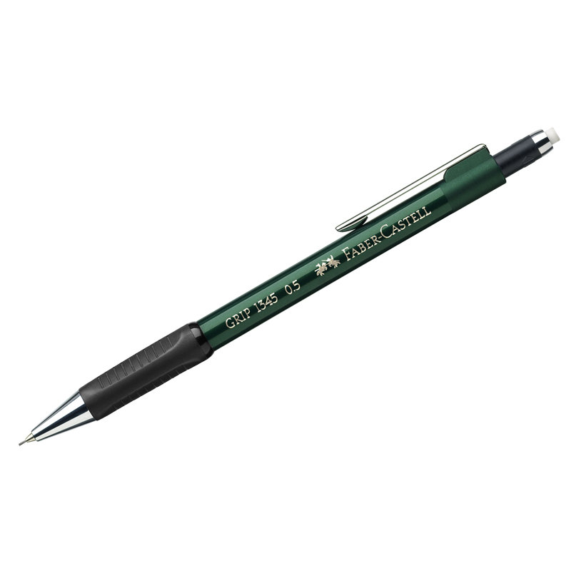 

Карандаш механический Faber-Castell Grip 1345 0,5мм, B, с ластиком зеленый