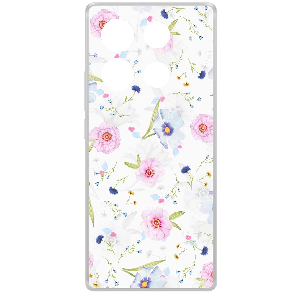 

Чехол-накладка Krutoff Clear Case Цветочный паттерн 3 для INFINIX Note 40, Прозрачный